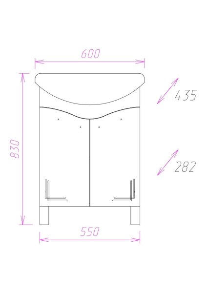 Тумба под раковину Onika Лада 60 см 106002 белый