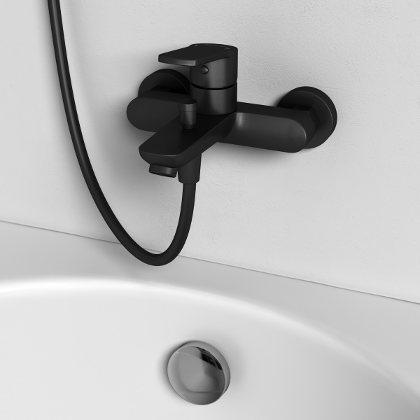 Смеситель для ванны Abelsberg Lineara UNF25747MB вулканический черный матовый