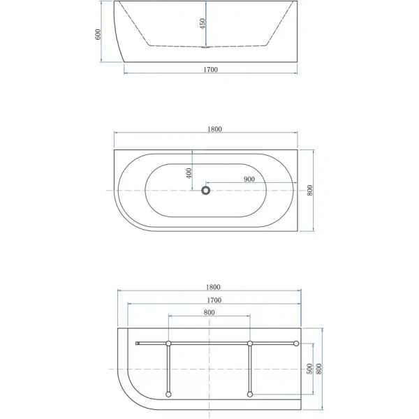Акриловая ванна Aquanet Family 3806-N-MW-MB 180x80 R с панелью