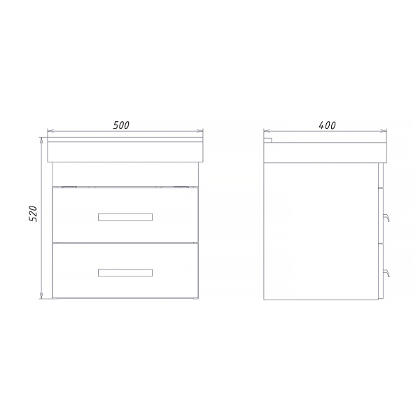 Тумба с раковиной Comforty Никосия 50 см 00-00018026 подвесная дуб темный