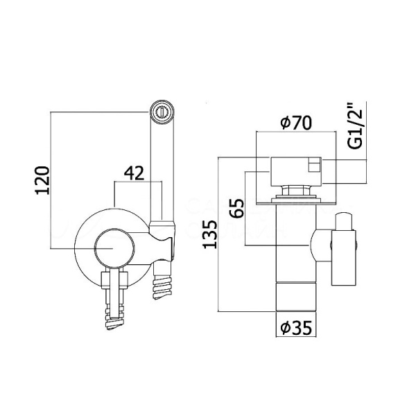 Гигиенический душ со смесителем и внутренней частью Webert Pegaso PE870303015 хром глянцевый