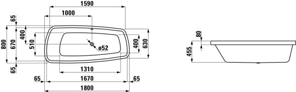 Акриловая ванна 180x80 Laufen Palomba 2.4380.0.000.000.1 Акриловая ванна 180x80 Laufen Palomba 2.4380.0.000.000.1