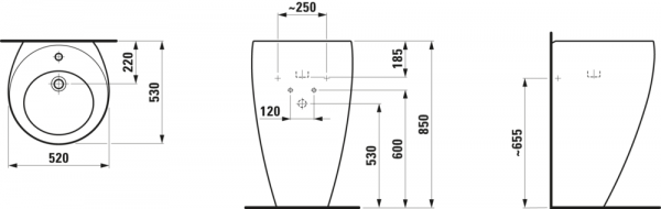 Раковина напольная 52 см Laufen Alessi 8119714001041 Раковина напольная 52 см Laufen Alessi 8119714001041