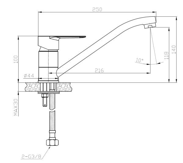 Смеситель для кухни Voda Snow SW 05 W белый с хромом