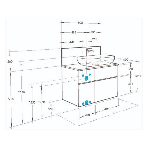 Тумба под раковину Aquaton Мишель 80 см 1A244501MIX40 подвесная дуб светлый