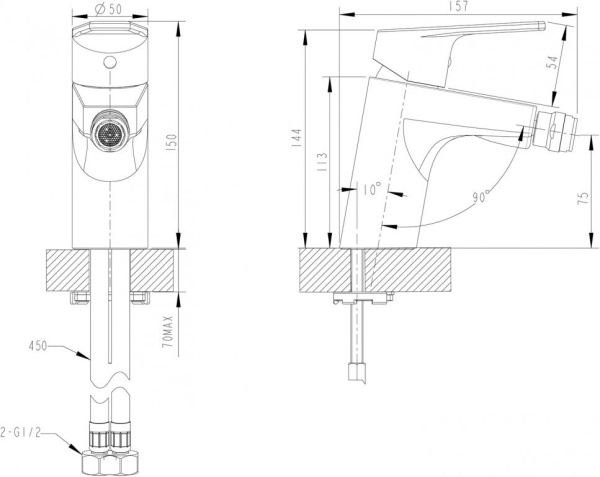 Смеситель для биде Bravat Line F35299C-1 Смеситель для биде Bravat Line F35299C-1