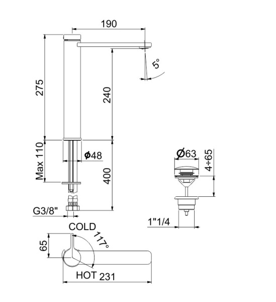 Смеситель для раковины с донным клапаном Webert Coral CO830402015 хром глянцевый