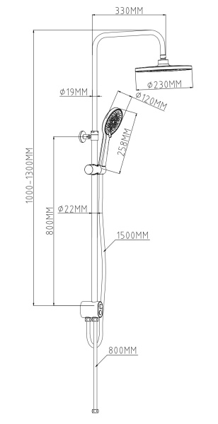 Душевая система ESKO ST1350N Душевая система ESKO ST1350N