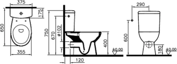 Унитаз-компакт VitrA S10 9864B003-7201 безободковый с сиденьем микролифт