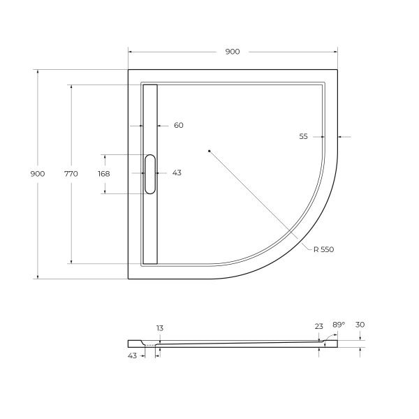 Поддон из искусственного мрамора 90x90 см Cezares  TRAY-AS-R-90-30-NERO чёрный матовый Поддон из искусственного мрамора 90x90 см Cezares  TRAY-AS-R-90-30-NERO чёрный матовый
