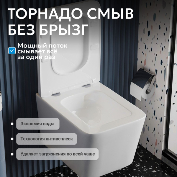 Унитаз Abber Rechteck AC1201T подвесной с микролифтом