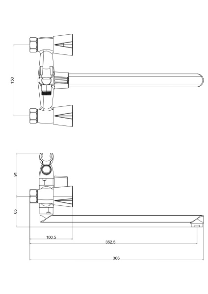 Смеситель для ванны с душевой лейкой Voda Calm CALM31 хром
