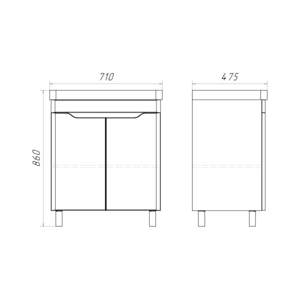 Тумба с раковиной Comforty Печора 70 см 00-00018366 напольная белая