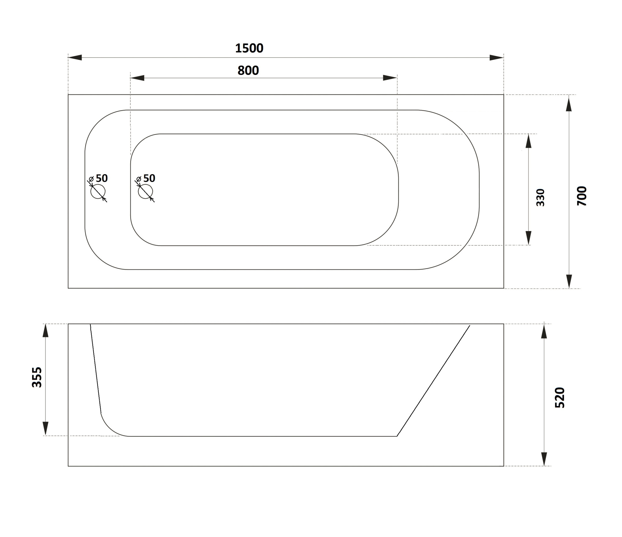 Ванна акриловая Parly Ortiz 150x70 CT10817