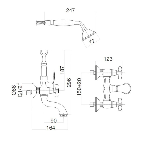 Смеситель для ванны Webert Armony AM720201010(153) золото глянцевый