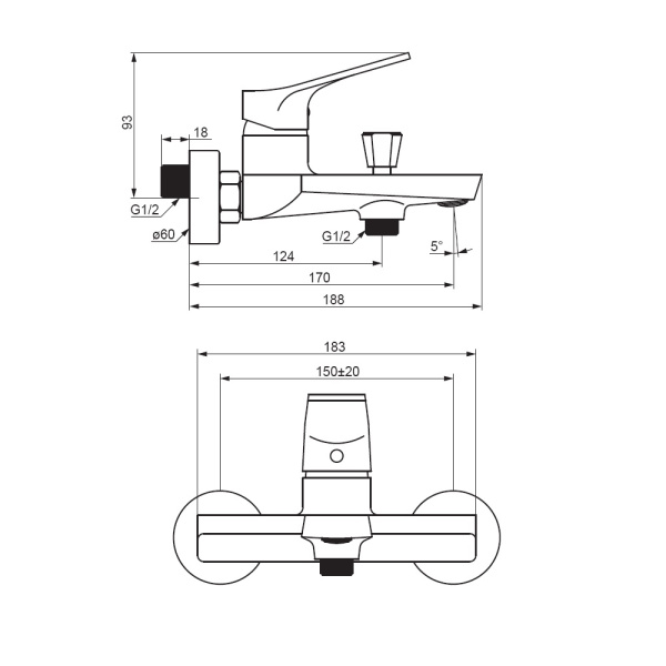 Смеситель для ванны Damixa Merkur 401000300 черный матовый