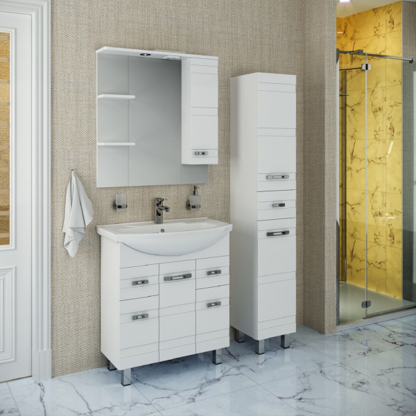 Тумба под раковину Runo Турин 80 см УТ000002095 напольная белая