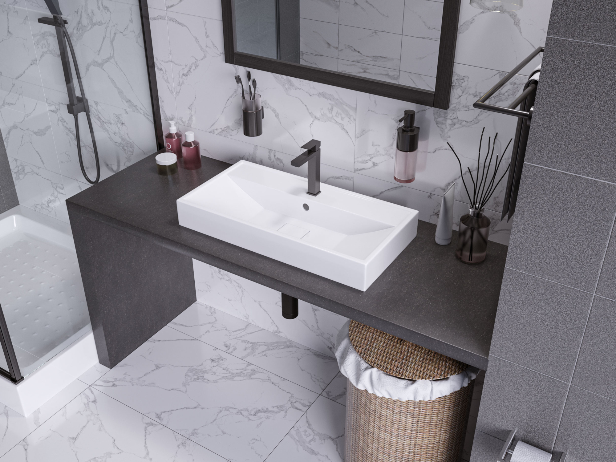 Раковина накладная Madera Malta 4627173210850 80 см белая глянцевая