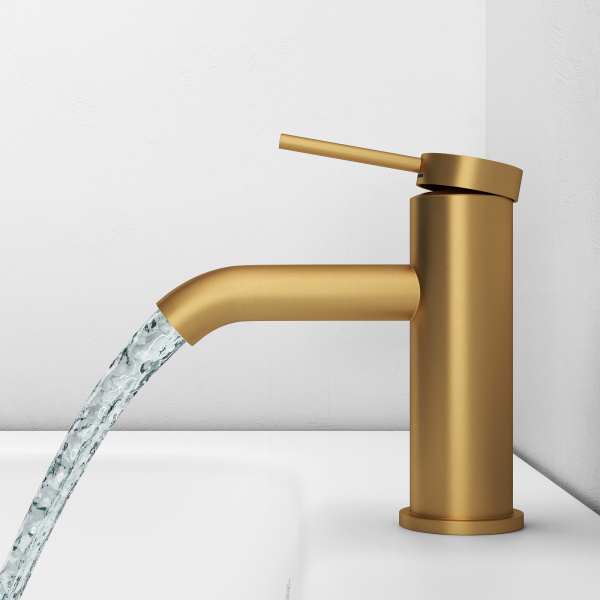 Смеситель для раковины Abelsberg Fluida ERF22001BG королевское золото брашированный