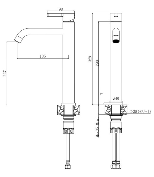 Смеситель для раковины Voda Vessel VSL25 нержавеющая сталь