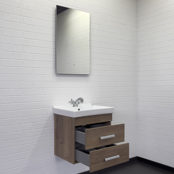 Тумба с раковиной Comforty Никосия 50 см 00-00018026 подвесная дуб темный