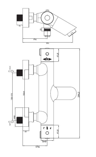 Смеситель для ванны с термостатом Esko Mikros T3054 хром