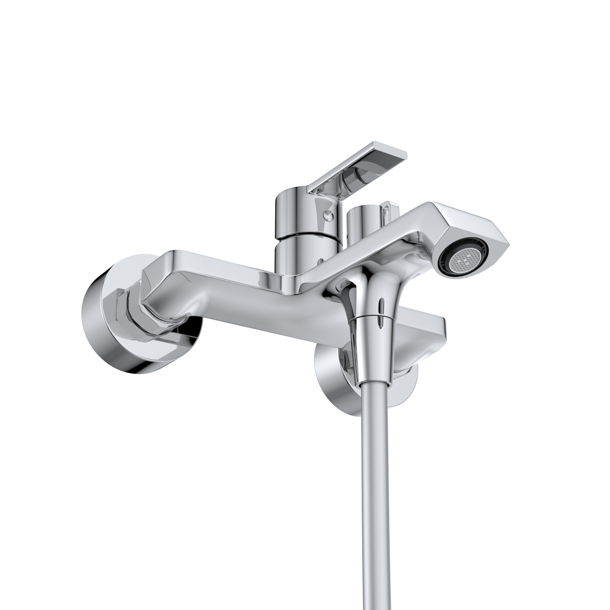 Смеситель для ванны с ручным душем, шлангом и держателем BelBagno Aurora AURORA-VASM-CRM хром глянцевый