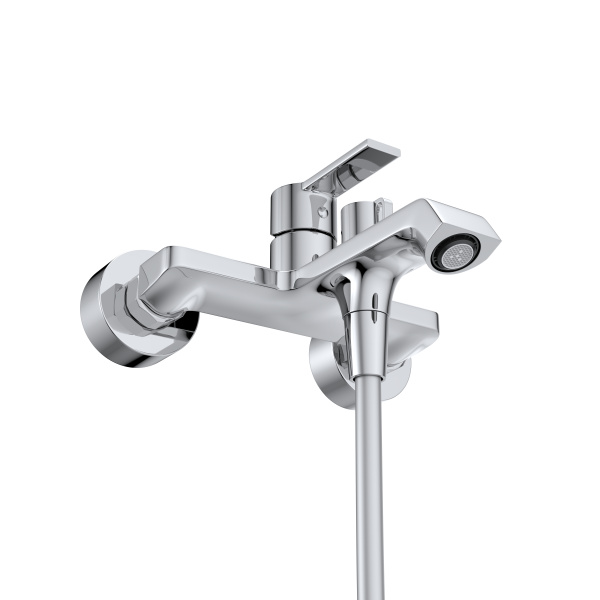 Смеситель для ванны с ручным душем, шлангом и держателем BelBagno Aurora AURORA-VASM-CRM хром глянцевый