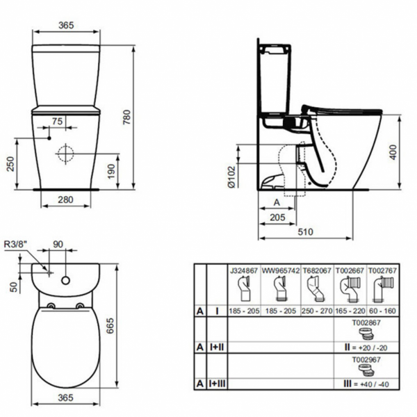 Напольный пристенный унитаз для монтажа с бачком Ideal Standard CONNECT AquaBlade® E039701 Напольный пристенный унитаз для монтажа с бачком Ideal Standard CONNECT AquaBlade® E039701