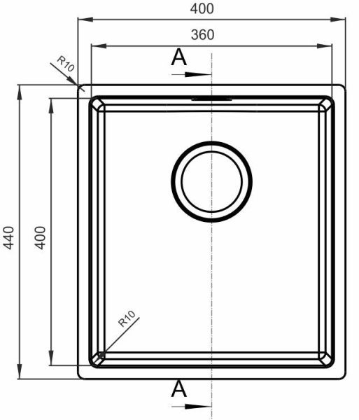 Кухонная мойка стальная подстольная 40x44 Florentina OHM.360.400.B.10.S.10 Кухонная мойка стальная подстольная 40x44 Florentina OHM.360.400.B.10.S.10