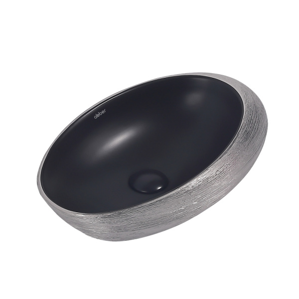 Раковина накладная Abber Bequem 50 см AC2107BS черная матовая, серебро