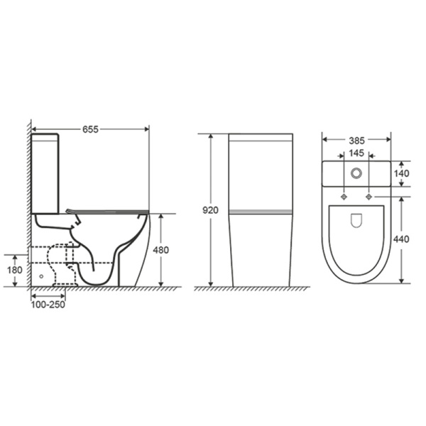 Унитаз-компакт Azario Mirada AZ-1289A безободковый с микролифтом