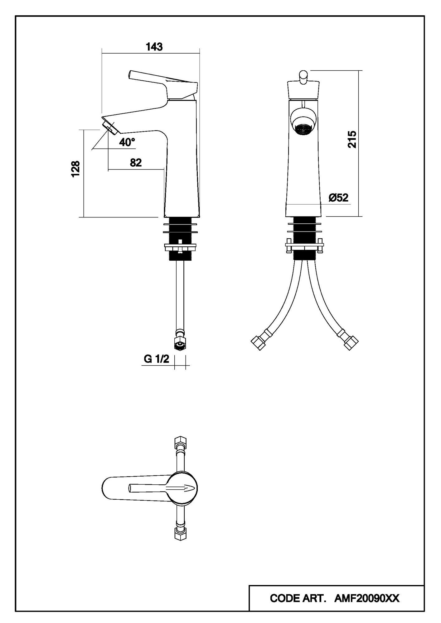Смеситель для раковины Abelsberg Solida AMF20090CH хром глянцевый
