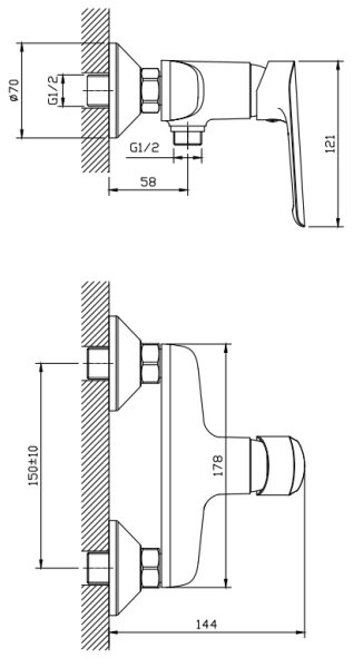 Смеситель для душа Esko Lagos White LG80W белый матовый