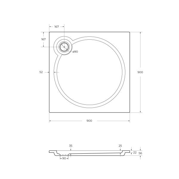 Поддон из искусственного мрамора 90x90 см Cezares  TRAY-S-A-90-56-W белый Поддон из искусственного мрамора 90x90 см Cezares  TRAY-S-A-90-56-W белый