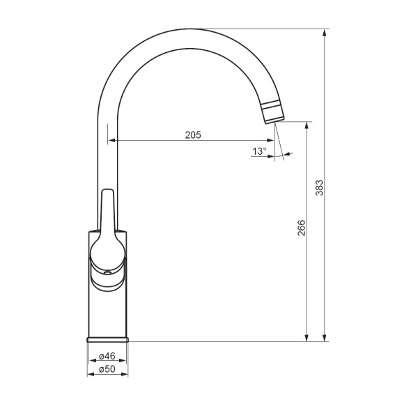 Смеситель для кухонной мойки Damixa Eclipse 310721000 хром глянцевый
