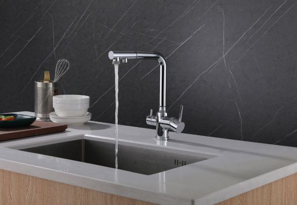 Смеситель для кухни на 2 воды с вытяжной лейкой ABBER Emotion AF8814 хром Смеситель для кухни на 2 воды с вытяжной лейкой ABBER Emotion AF8814 хром