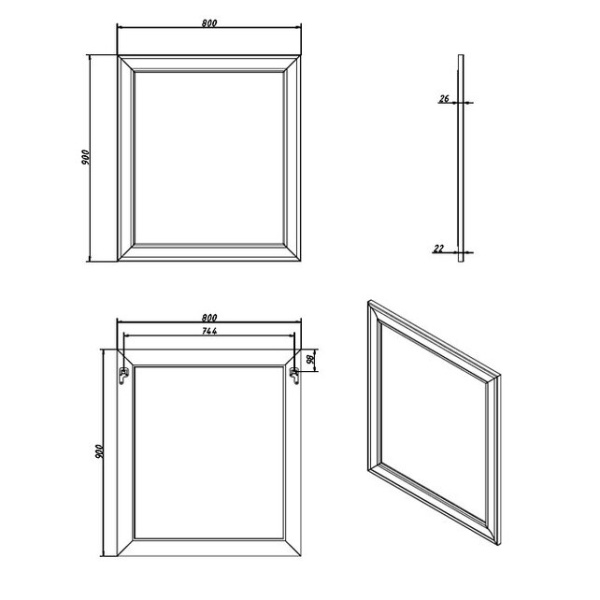 Зеркало Caprigo Ponza 80 см 13532-030.000.00.20 серый