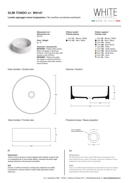 Раковина  White Ceramic Slim W014701 белый Раковина  White Ceramic Slim W014701 белый