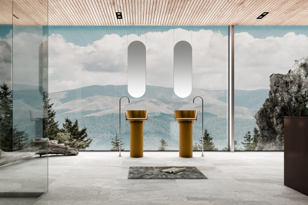 Раковина напольная Abber Kristall 45 см AT2702Vesuvian-H оливковая