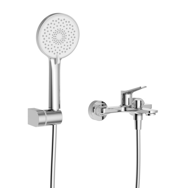 Смеситель для ванны с ручным душем, шлангом и держателем BelBagno Unique UNIQUE-VASM-CRM хром глянцевый