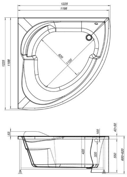 Акриловая ванна Aquanet Fregate 120x120 00203935