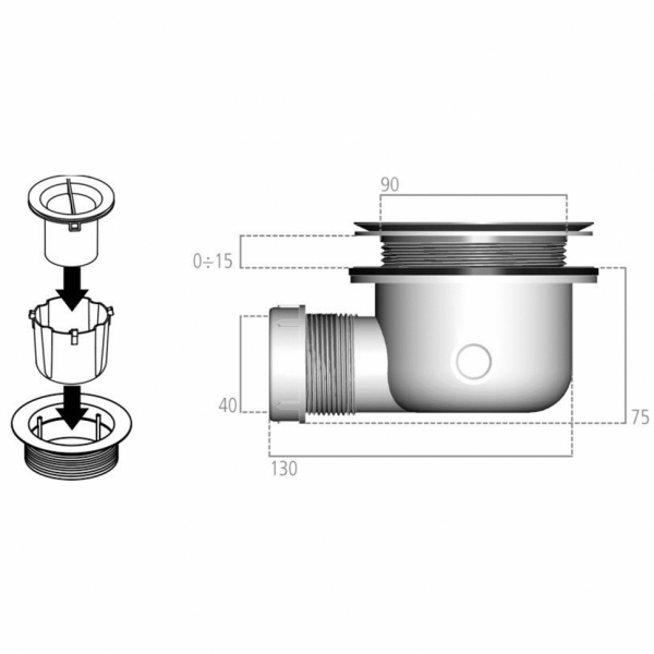 Слив для поддонов ULTRAFLAT S Ideal Standard K936367 Слив для поддонов ULTRAFLAT S Ideal Standard K936367