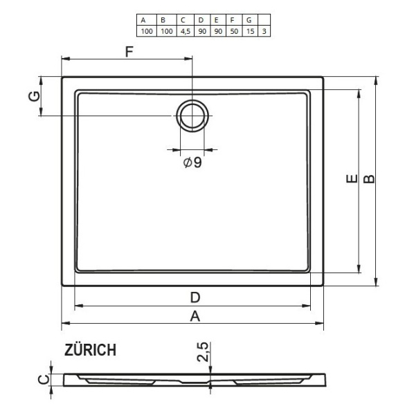 Акриловый поддон для душа Riho Zurich 100x100 D001023005 белый