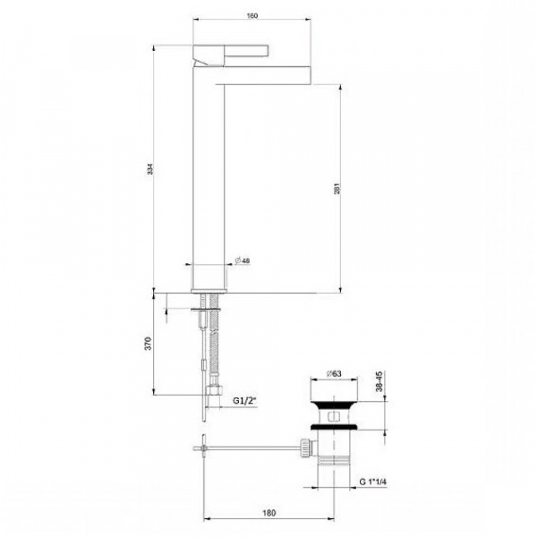 Смеситель для раковины с донным клапаном Webert DoReMi DR830402345 никель Смеситель для раковины с донным клапаном Webert DoReMi DR830402345 никель
