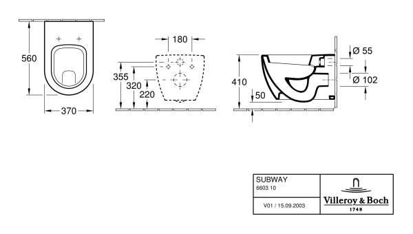 Унитаз Villeroy & Boch Subway 660310R1 подвесной
