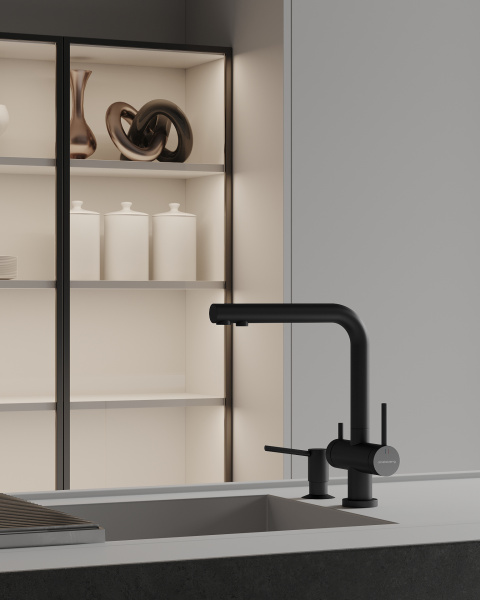 Смеситель для кухонной мойки Abelsberg Pura UVF70929MB вулканический черный матовый