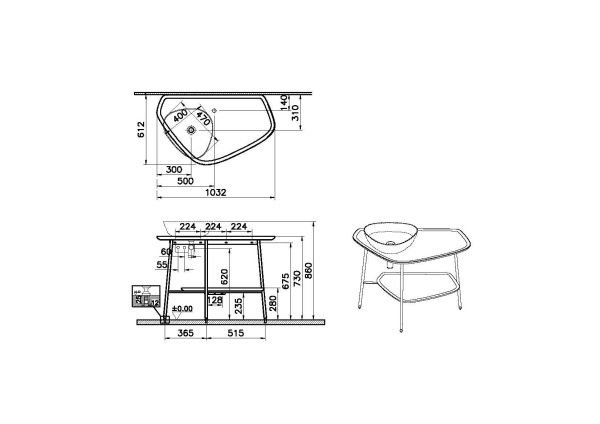 Столешница левосторонняя 104x62 см VitrA PLURAL 62571 Столешница левосторонняя 104x62 см VitrA PLURAL 62571