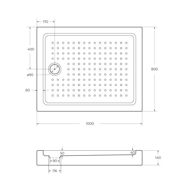 Акриловый поддон 80x100 см Cezares  TRAY-A-AH-100/80-15-W белый Акриловый поддон 80x100 см Cezares  TRAY-A-AH-100/80-15-W белый