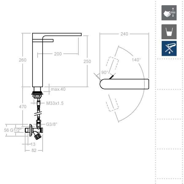 Смеситель для раковины чаши Ramonsoler Arola 2610NM матовый черный